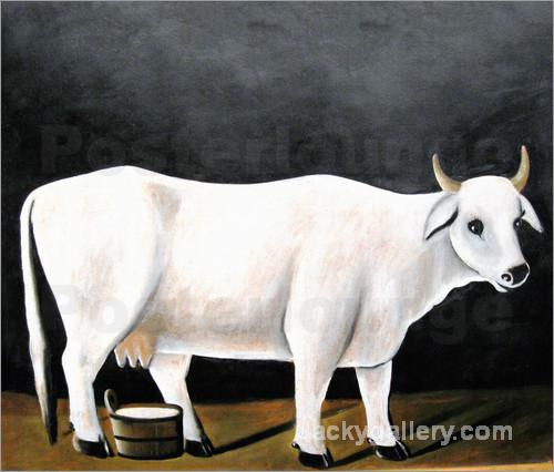 White Cow on a Black Background by Henri Rousseau paintings reproduction